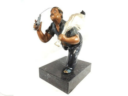 Hiro Yamagata Full Round Bronze Sculpture - Cat Burglar 1989 Signed Limited 375