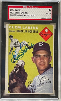 Clem Labine Autographed 1954 Topps Card #121 (Sgc)