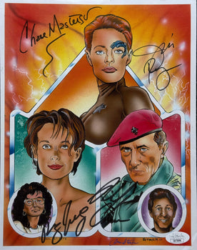 Jeri Ryan & Chase Masterson Autographed Star Trek Voyager Print (Jsa)