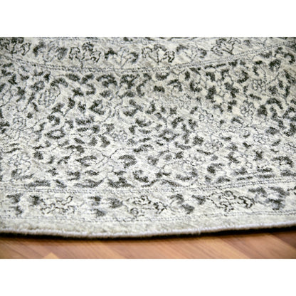 10'X10' Oxford White Hand Knotted Organic Wool Mamluk Dynasty Round Rug
