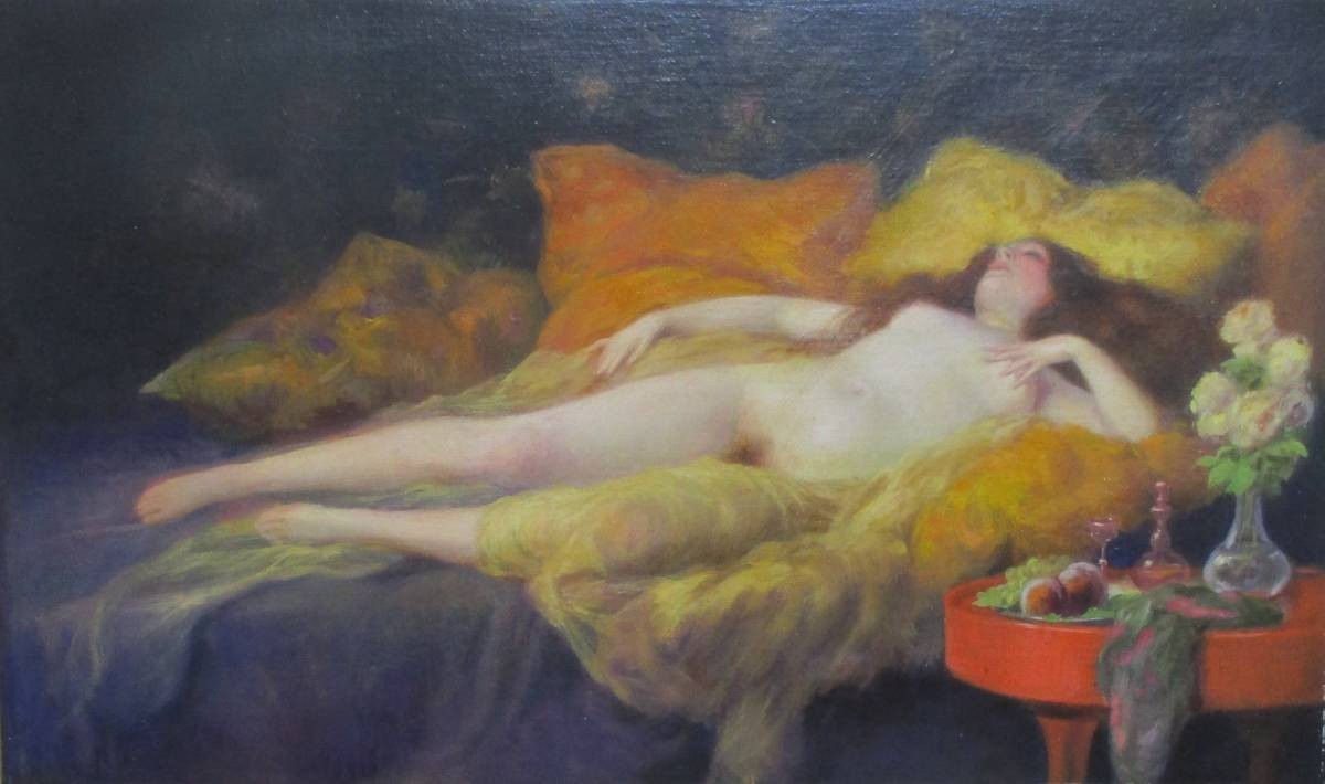 Albert Joseph Penot Reclining French Nude Oil Painting Art Original Framed