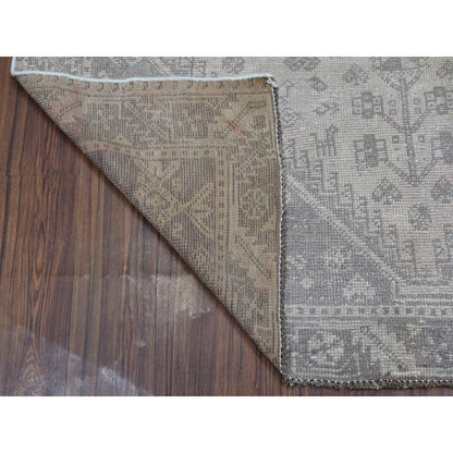5'1"X7'4" Vintage Distressed Farsian Qashqairaz Hand Knotted Bohemian Rug