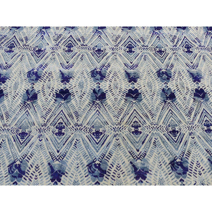 8'X10' Purple Geometric Design Sari Silk With Wool Hand Knotted Rug