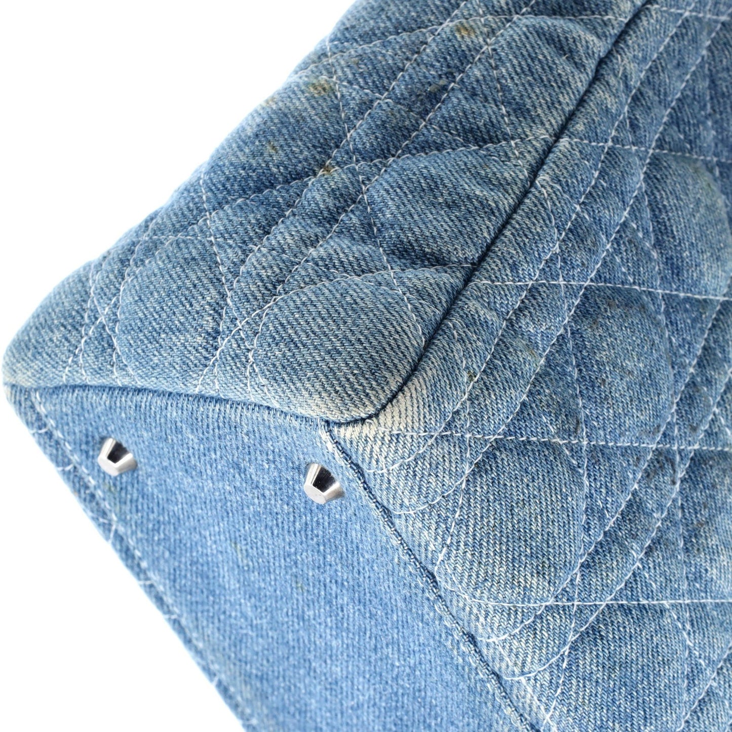 Christian Dior Vintage Lady Dior Bag Cannage Quilt Denim Medium