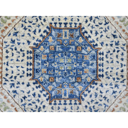 8'1"X9'8" White 14Th Century Mamluk Dynasty Pattern Wool Hand Knotted Rug