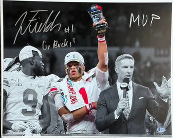 Justin Fields Autographed Buckeyes 16X20 Football Photo (Beckett)