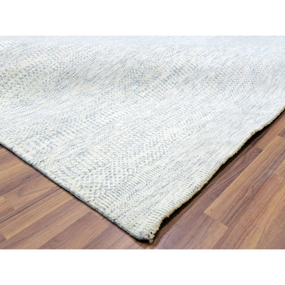 10'1"X14' Nimbus Gray Hand Knotted Grass Design Shabby Chick Oriental Rug