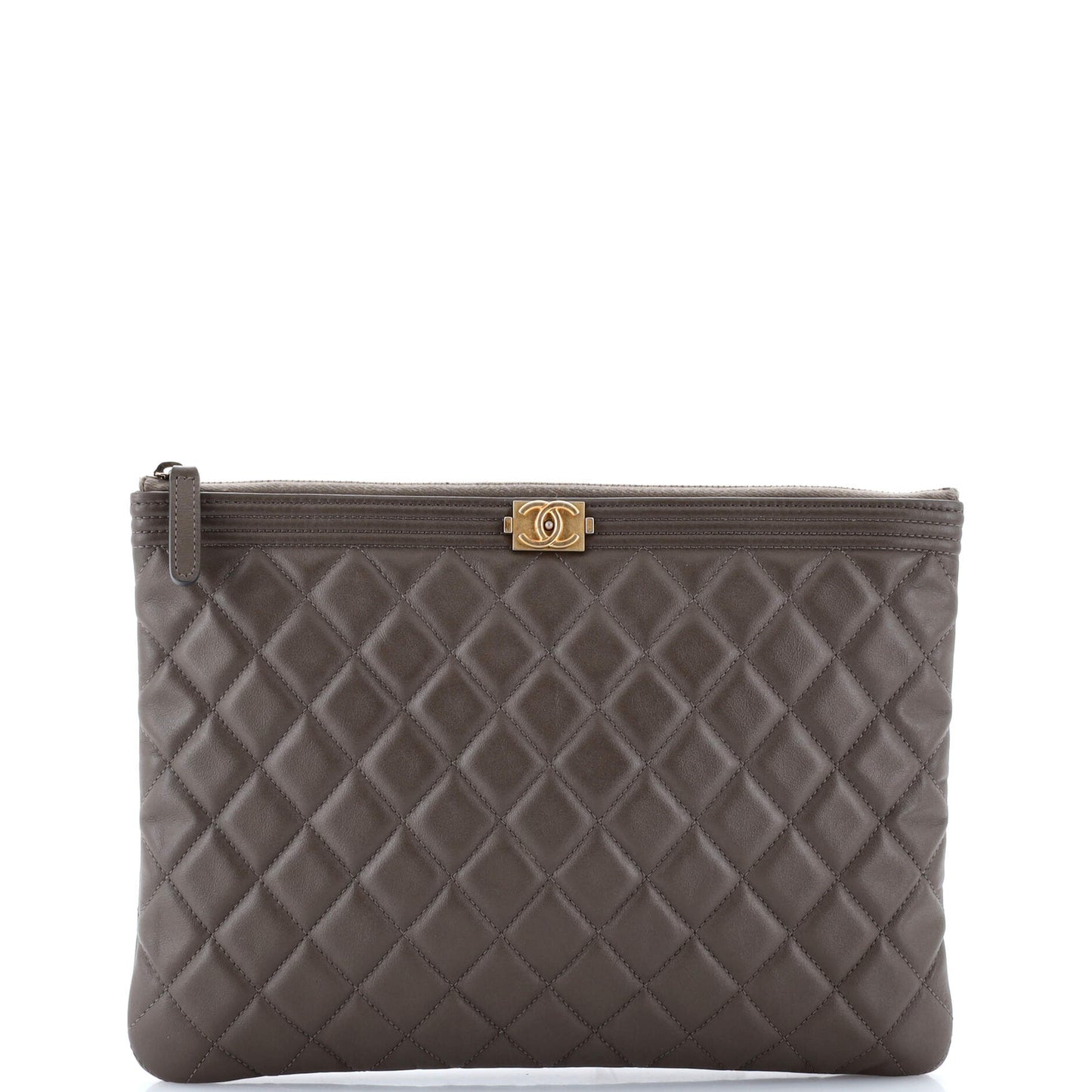Chanel Boy O Case Clutch Quilted Lambskin Medium