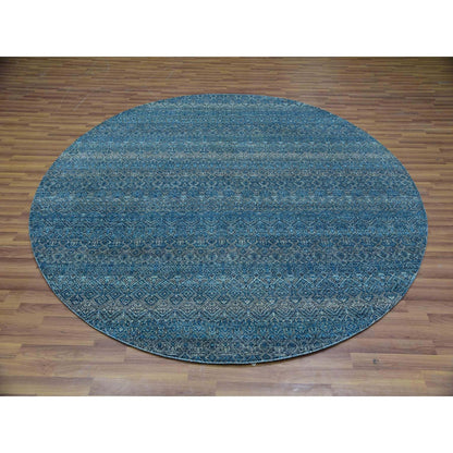 8'X8' Georgian Blue Kohinoor Herrita Design Wool Hand Knotted Round Rug