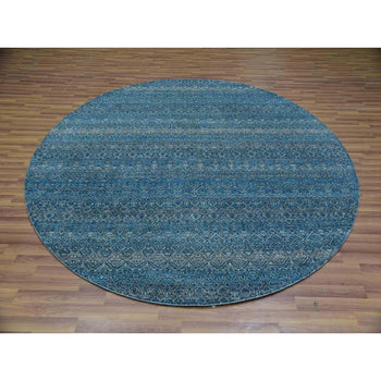 8'X8' Georgian Blue Kohinoor Herrita Design Wool Hand Knotted Round Rug