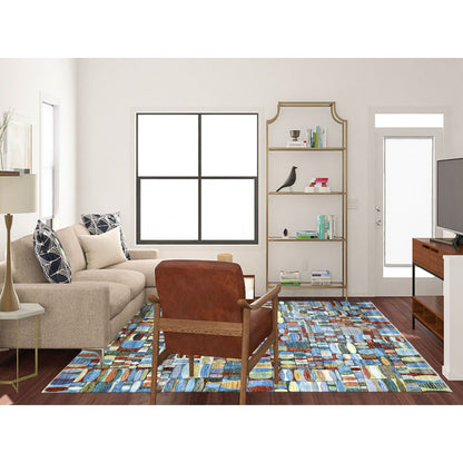 8'X9'9" Colorful Hand Knotted Afghan Kashkuli Gabbeh Hand Spun Wool Rug