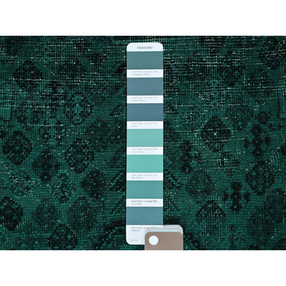 5'1"X7'10" Overdyed Green Vintage Zoroastrian Hand Knotted Pure Wool Rug
