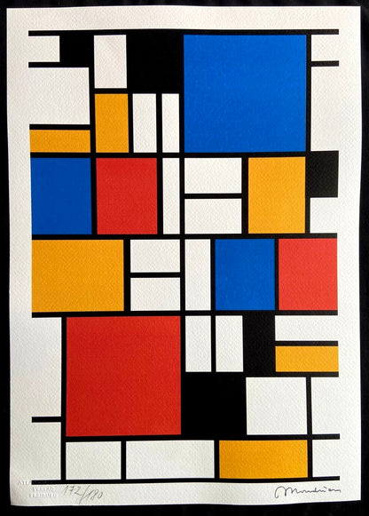 Piet Mondrian Lithograph Coa Numbered Limited Signed Stamped