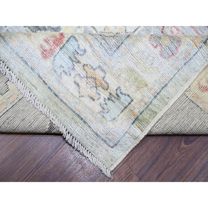 11'6"X15'7" Green Afghan Angora Oushak Wool Hand Knotted Oversized Rug