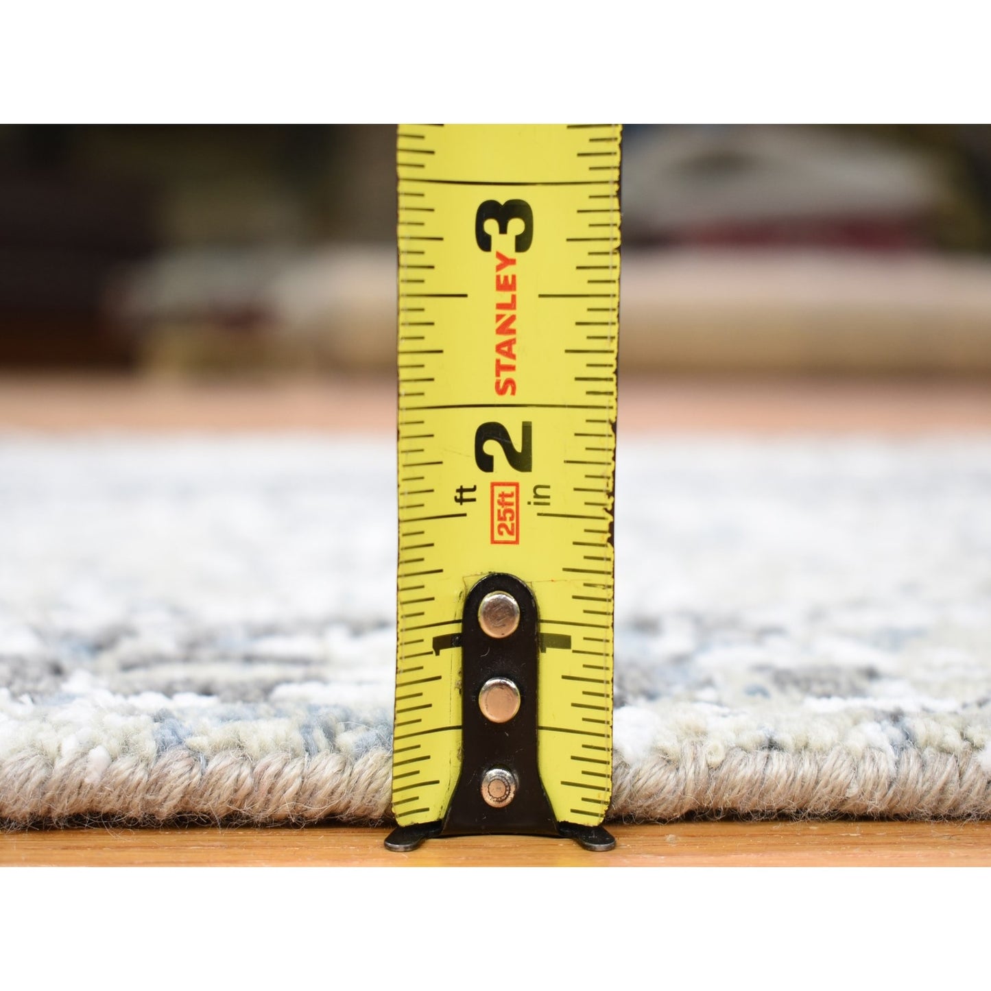 2'6"X10'1" Beige Modern Abstract Design Hand Knotted Pure Wool Runner Rug