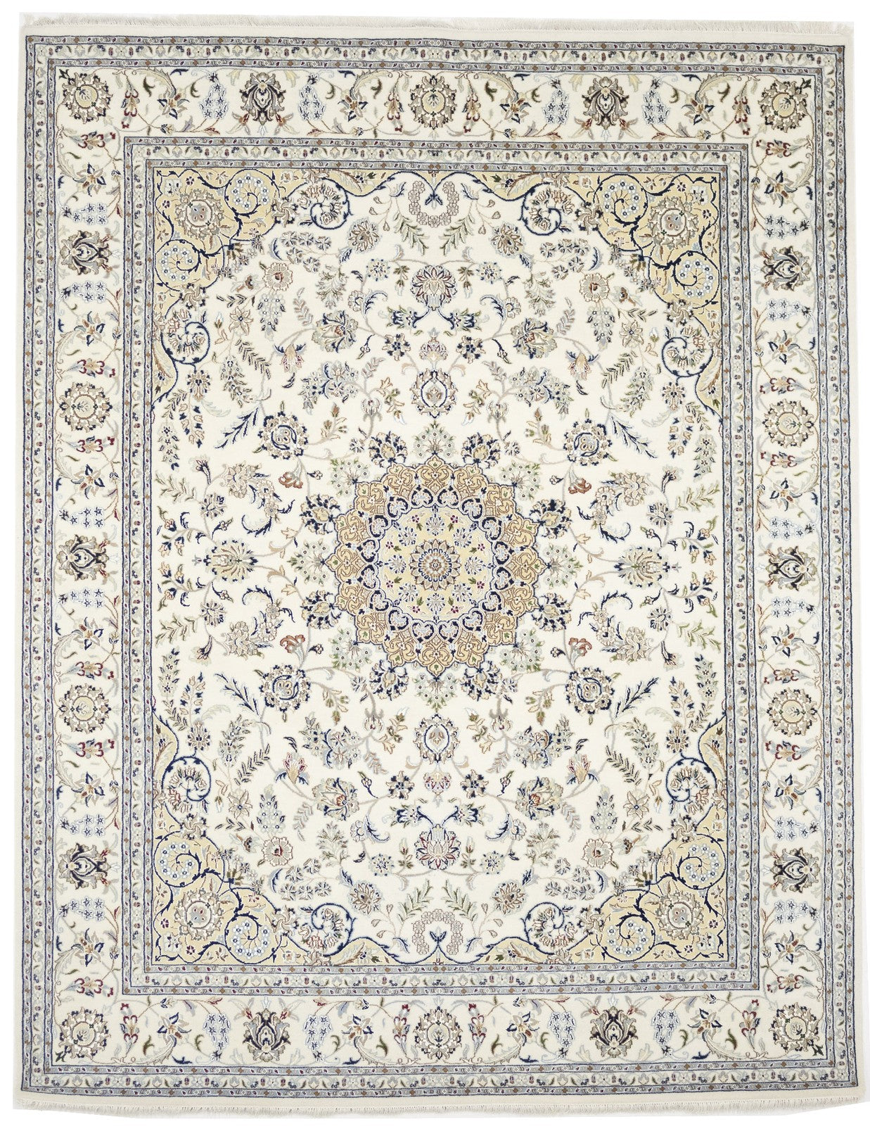 Floral Medallion Classic Indo-Nain Handmade Oriental Rug 8X10 ft