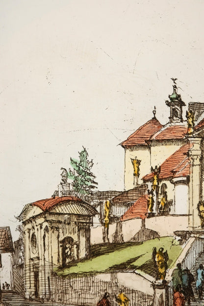 Herta Czernik-Kobanz Gzonning Original Etching Hand Coloring Haydnkirche Signed