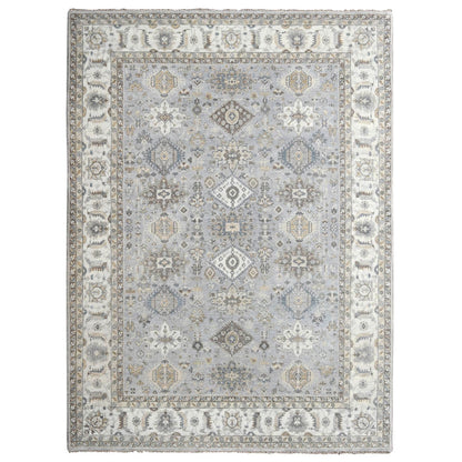 9'X12' Chrome Gray Organic Wool Karjihooz Design Hand Knotted Rug