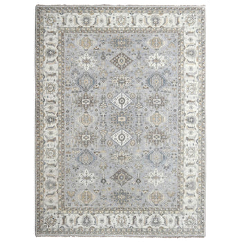 9'X12' Chrome Gray Organic Wool Karjihooz Design Hand Knotted Rug