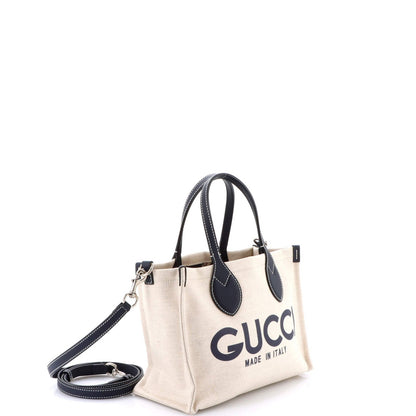 Gucci Logo Shopper Tote Printed Canvas Small