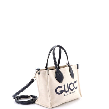 Gucci Logo Shopper Tote Printed Canvas Small