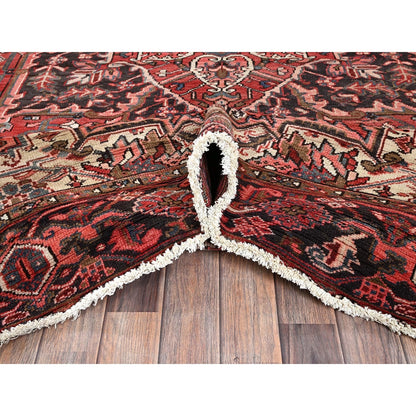 8'10"X11'10" Blush Red Vintage Zoroastrian Heris All Wool Hand Knotted Rug