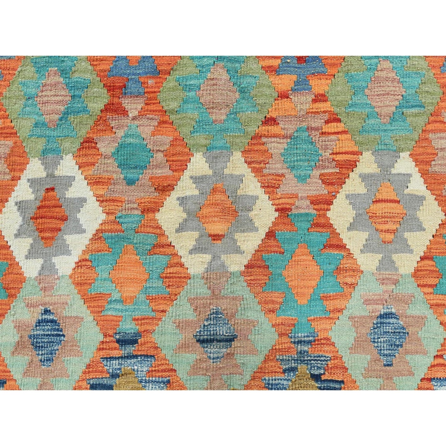 10'4"X16'1" Colorful Hand Woven Afghan Kilim Organic Wool Oversized Rug