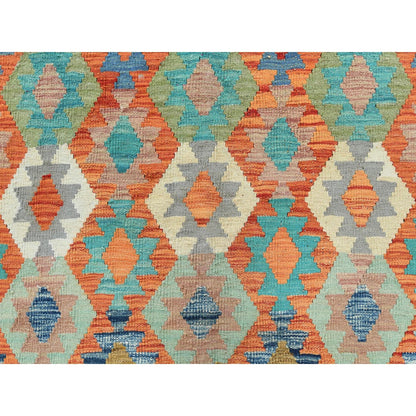 10'4"X16'1" Colorful Hand Woven Afghan Kilim Organic Wool Oversized Rug