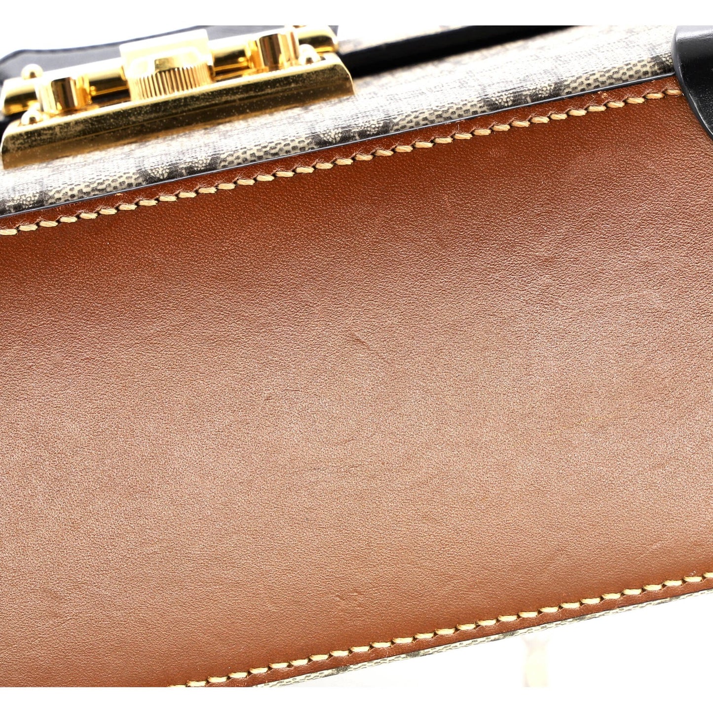 Gucci Padlock Bamboo Shoulder Bag Gg Coated Canvas Small