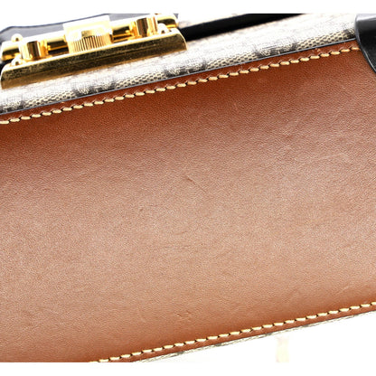 Gucci Padlock Bamboo Shoulder Bag Gg Coated Canvas Small