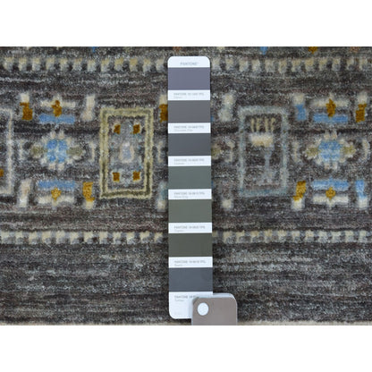 2'7"X9'6"Light Blue Folk Art Kashkuli Gabbeh Wool Hand-Knotted Ethnic Rug