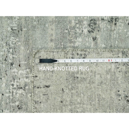 2'6"X26' Owl Gray Hand Knotted Cut And Loop Pile Modern Xl Runner Rug