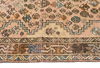 Vintage Distressed Rusty Pink Tribal Oriental Rug