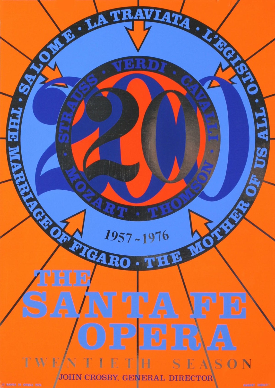 Robert Indiana The Santa Fe Opera " Serigraph Pop Art Blue, Orange