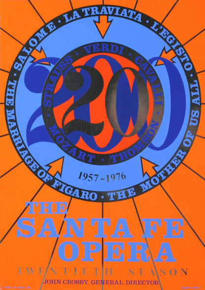 Robert Indiana The Santa Fe Opera " Serigraph Pop Art Blue, Orange