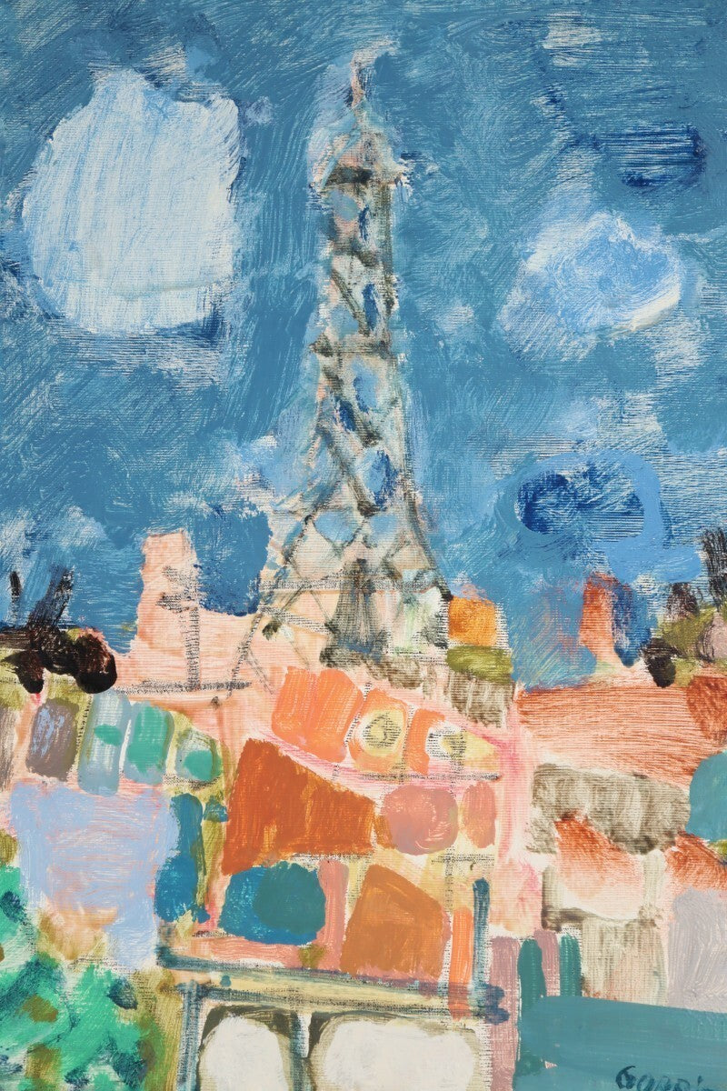 Gilles Gorriti Eiffel Tower Oil Painting Signed French Modern Art Aizpiri Style