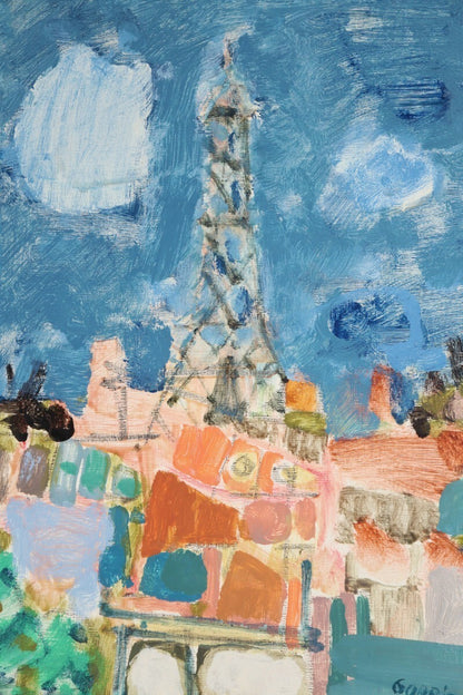 Gilles Gorriti Eiffel Tower Oil Painting Signed French Modern Art Aizpiri Style