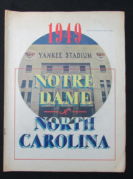 11/12/1949 Notre Dame Vs. North Carolina Program 186015