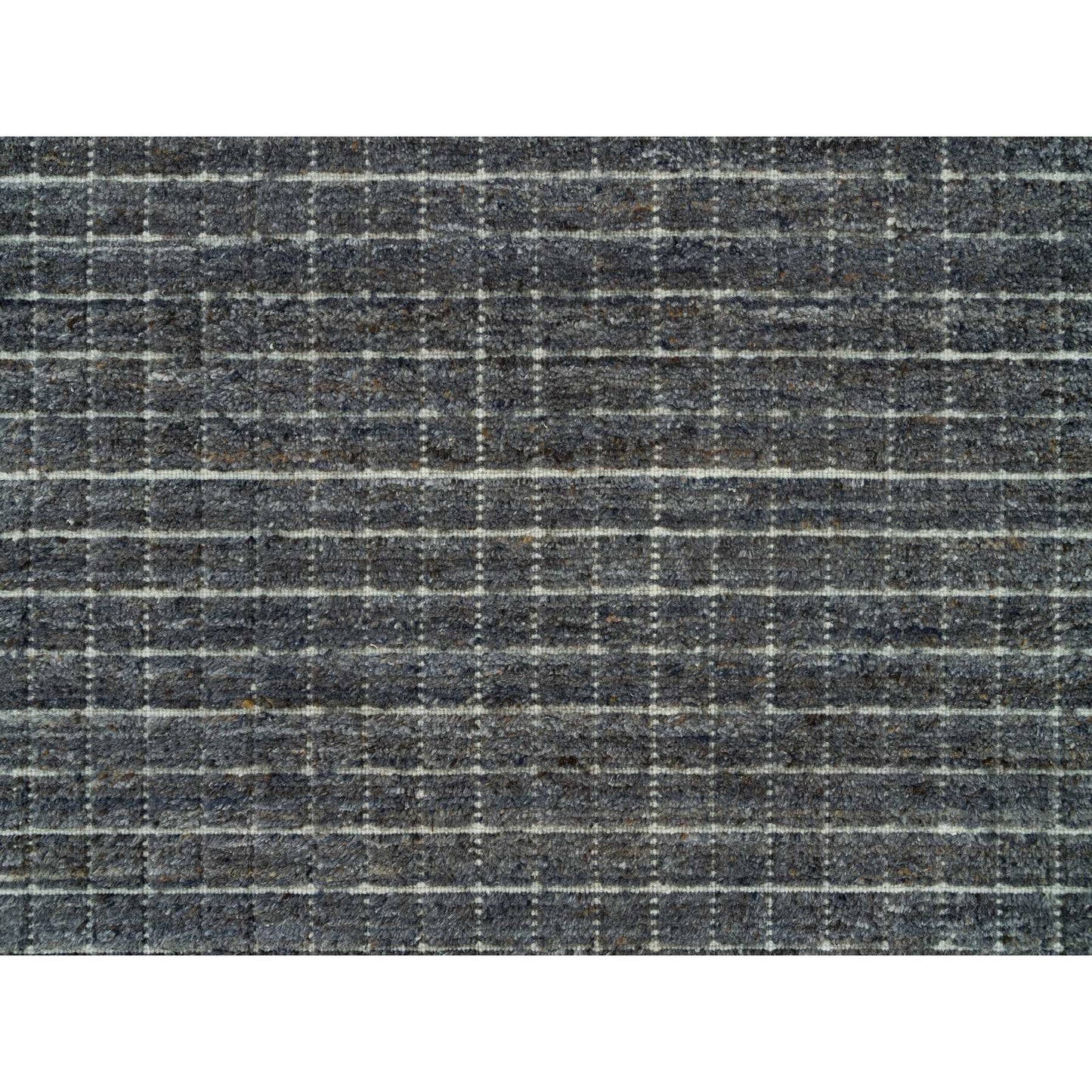12'X14'9" Gray Modern Box Design Plain Wool Loomed Knotted Oversized Rug