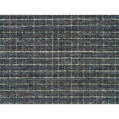 12'X14'9" Gray Modern Box Design Plain Wool Loomed Knotted Oversized Rug