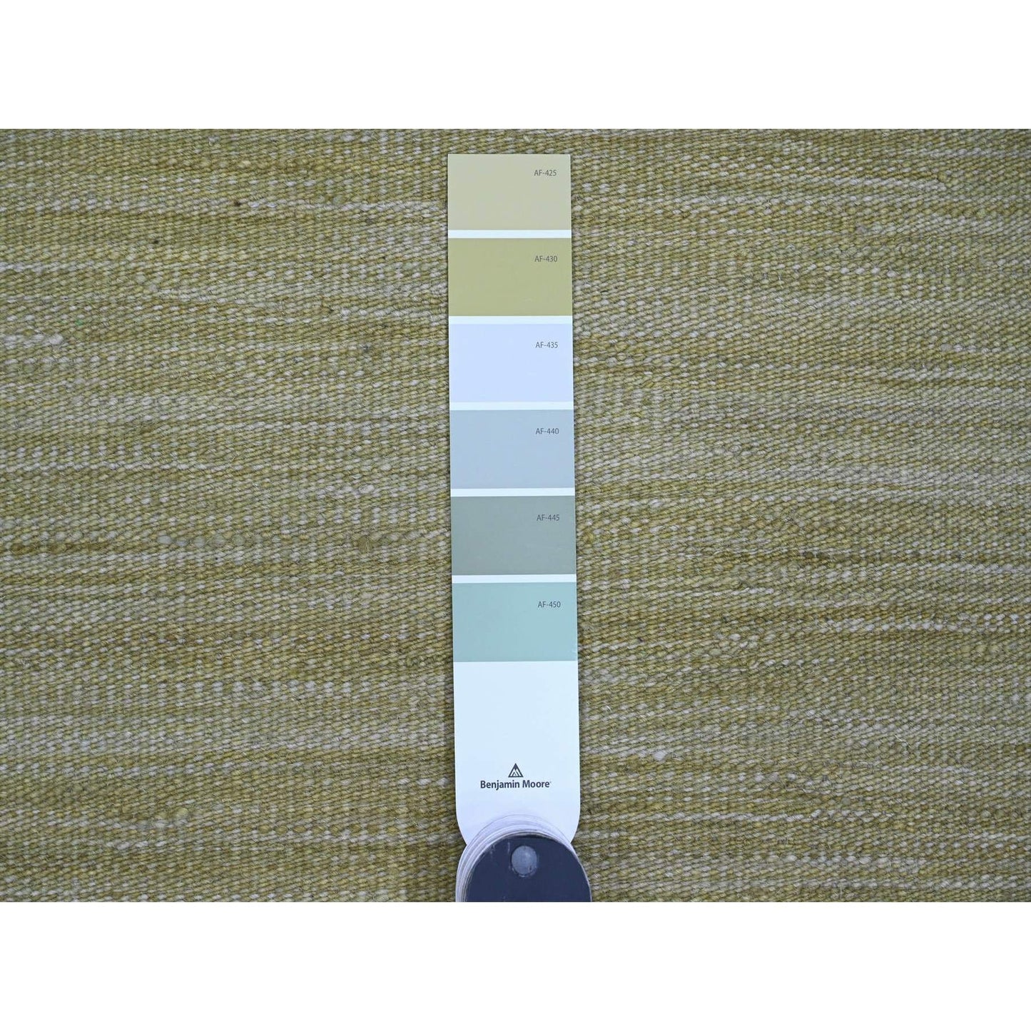 8'8"X12' Green Solid Design Hand Woven Hand Spun Wool Flat Weave Rug