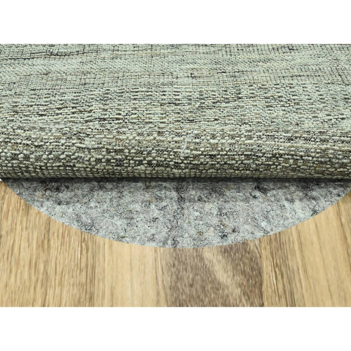 6'X6' Acorn Brown Pure Wool Rug Hand Knotted Oxidized Grass Design Round