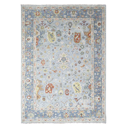 9'X11'9" Chrome Soft Wool Hand Knotted Oushak Supple Oriental Rug