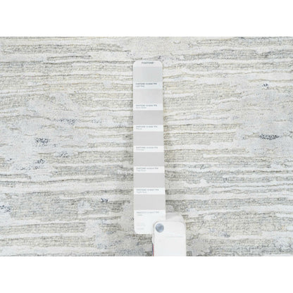 2'7"X8'2" Gray Hand Spun Natural Wool Hand Knotted Modern Runner Rug
