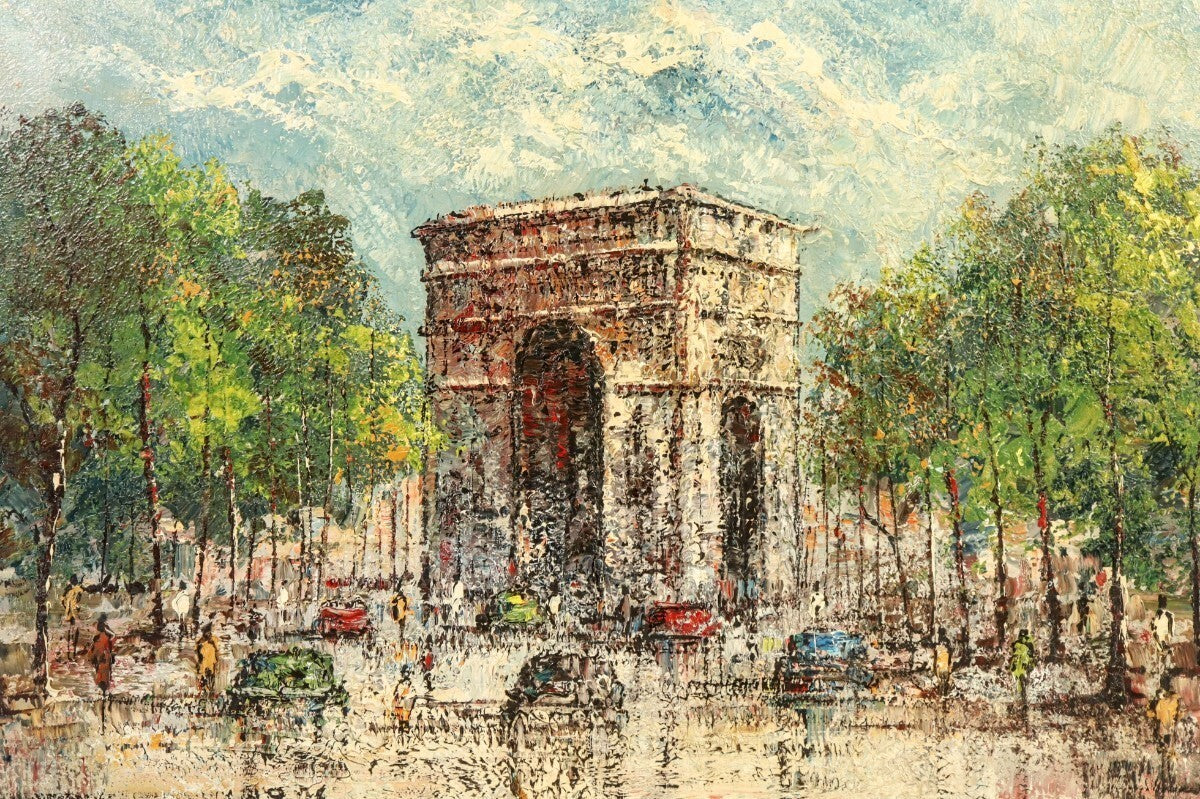 Hopmans (Netherlands) Original Oil Painting "Arc De Triomphe, Paris" Signed F20