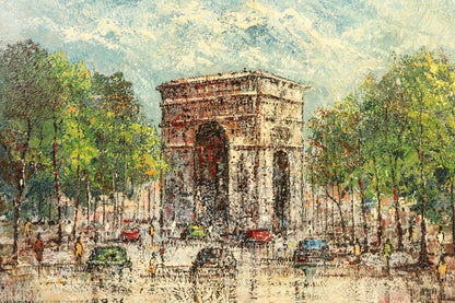 Hopmans (Netherlands) Original Oil Painting "Arc De Triomphe, Paris" Signed F20