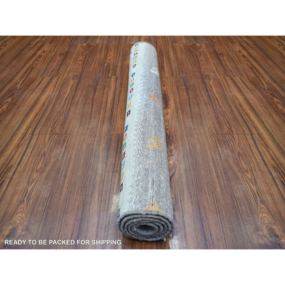 3'3"X4'9" Gray Afghan Kashkuli Gabbeh Hand Knotted Pure Wool Oriental Rug