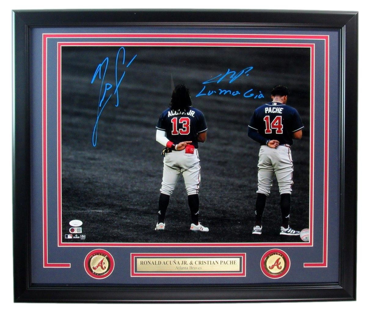 Ronald Acuna Jr./Cristian Pache Dual-Signed 16X20 Photo Braves Framed Jsa 183695