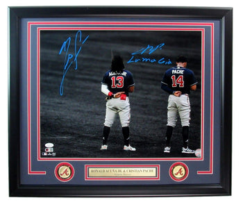 Ronald Acuna Jr./Cristian Pache Dual-Signed 16X20 Photo Braves Framed Jsa 183695