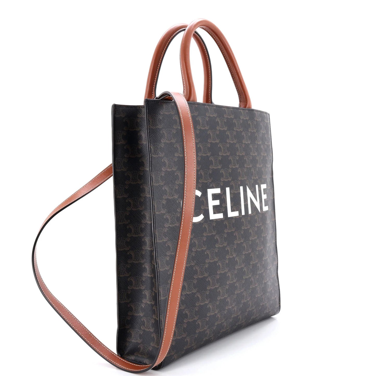 Celine Vertical Cabas Tote Triomphe Coated Canvas Medium